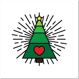 Cute Geometric Love Christmas Tree v2 Posters and Art